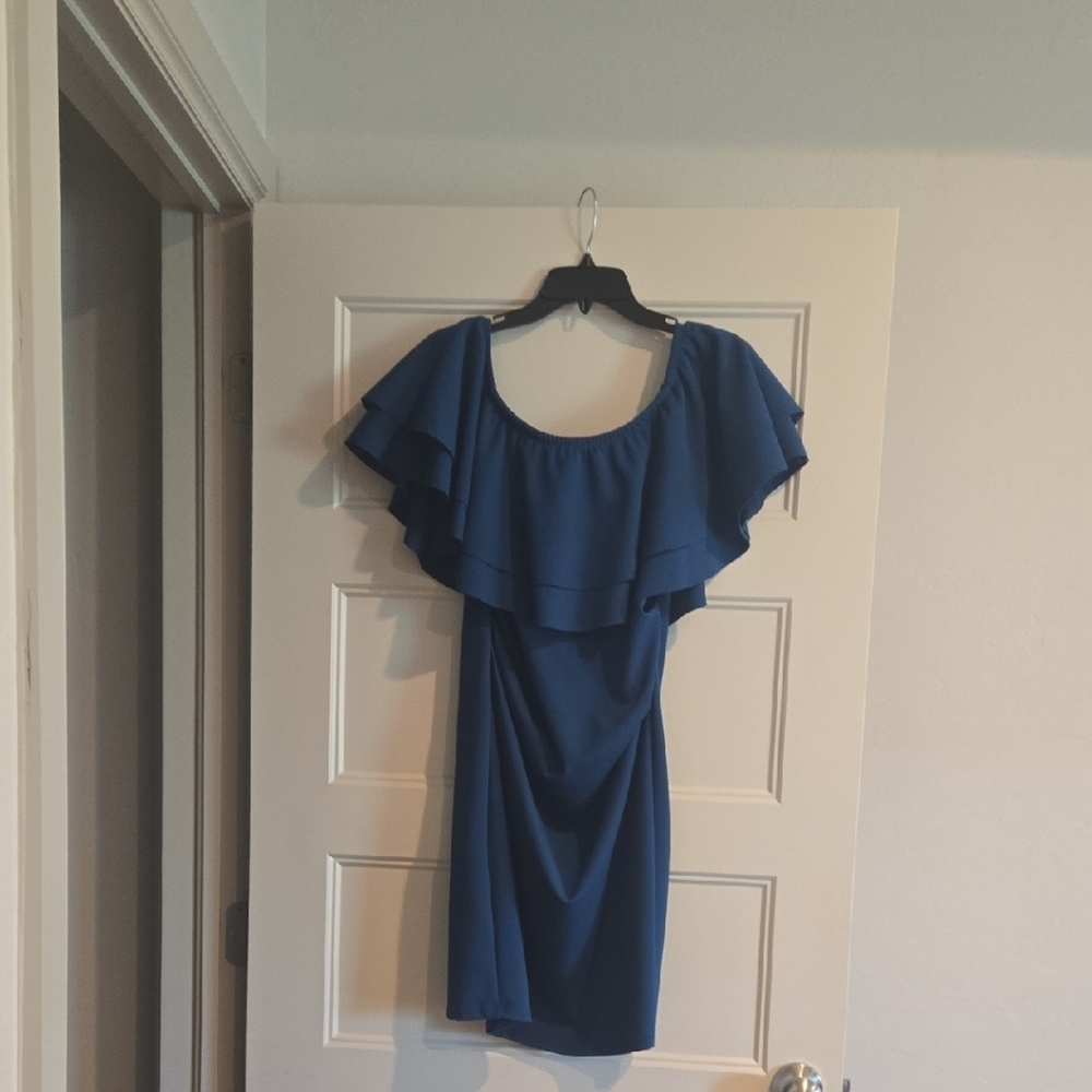 Elegant Blue Ruffle Dress